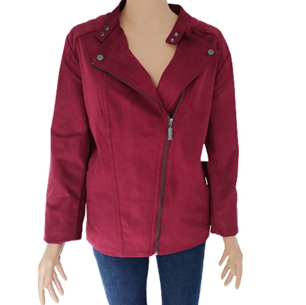 CHICO'S Burgundy Moto Jacket XL